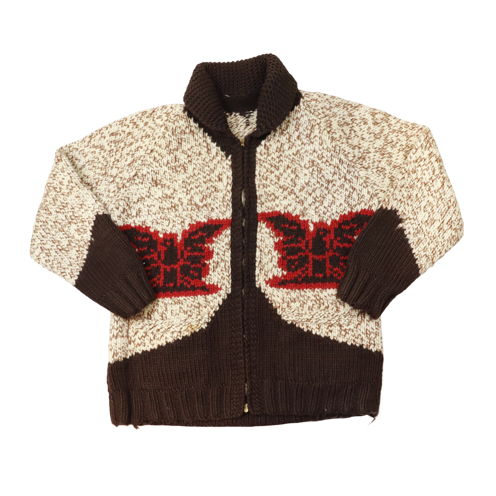 Vintage Eagle Cowichan Brown Red Knit Sweater - Picture 2 of 8